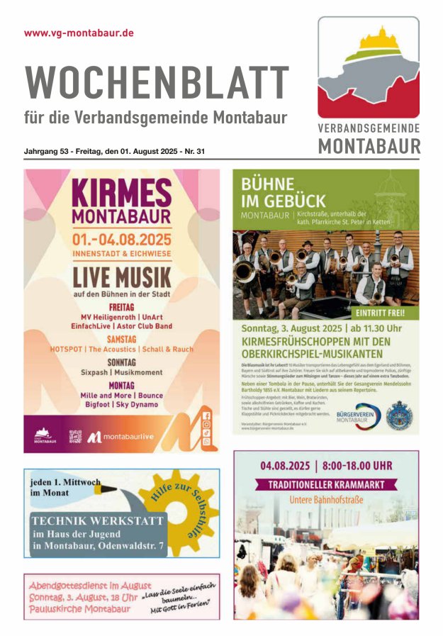 Wochenblatt der Verbandsgemeinde Montabaur Titelblatt 31/2025