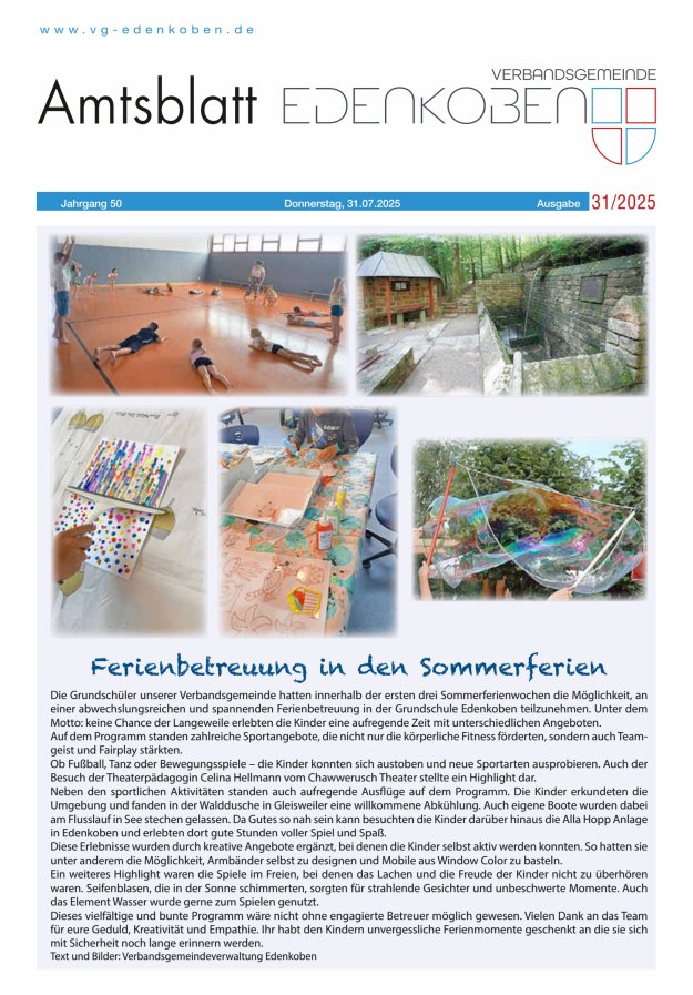 Amtsblatt VG Edenkoben Titelblatt 31/2025