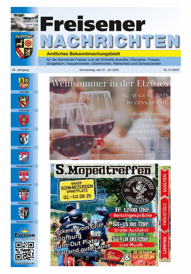 Freisener Nachrichten Titelblatt 31/2025