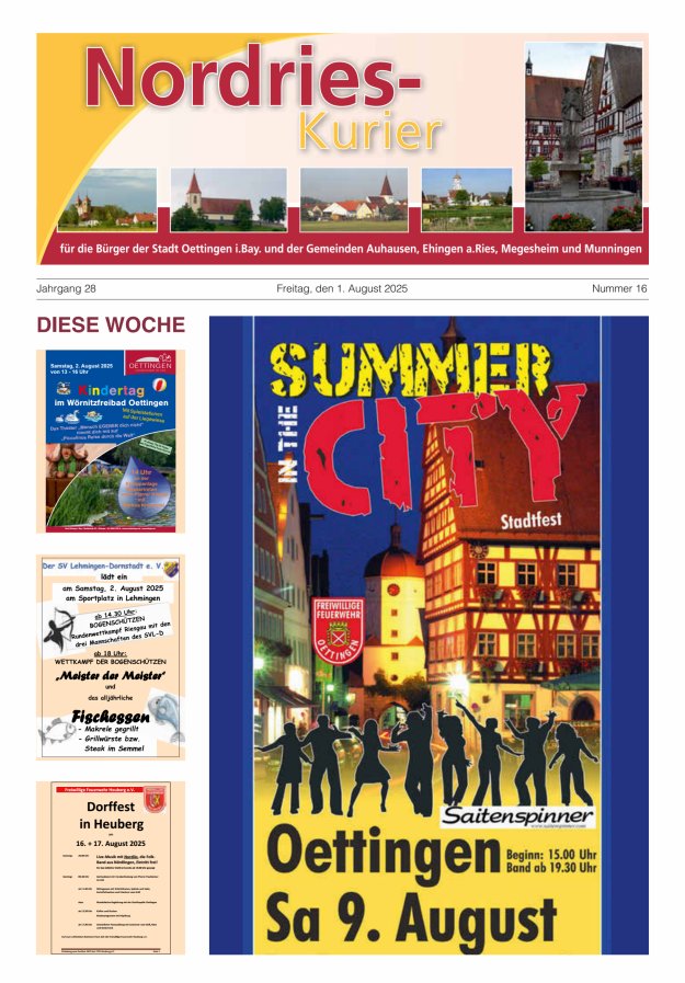 NordRies-Kurier Titelblatt 16/2025