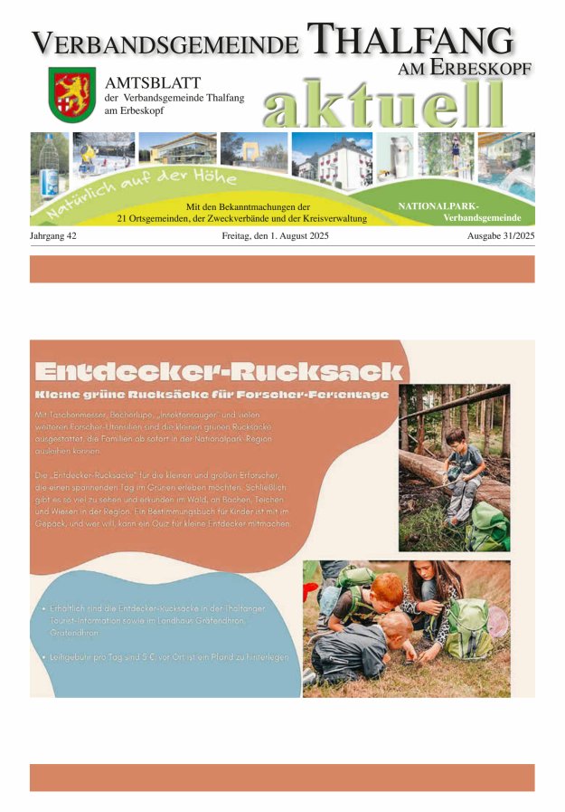Thalfang aktuell - Amtsblatt VG Thalfang Titelblatt 31/2025