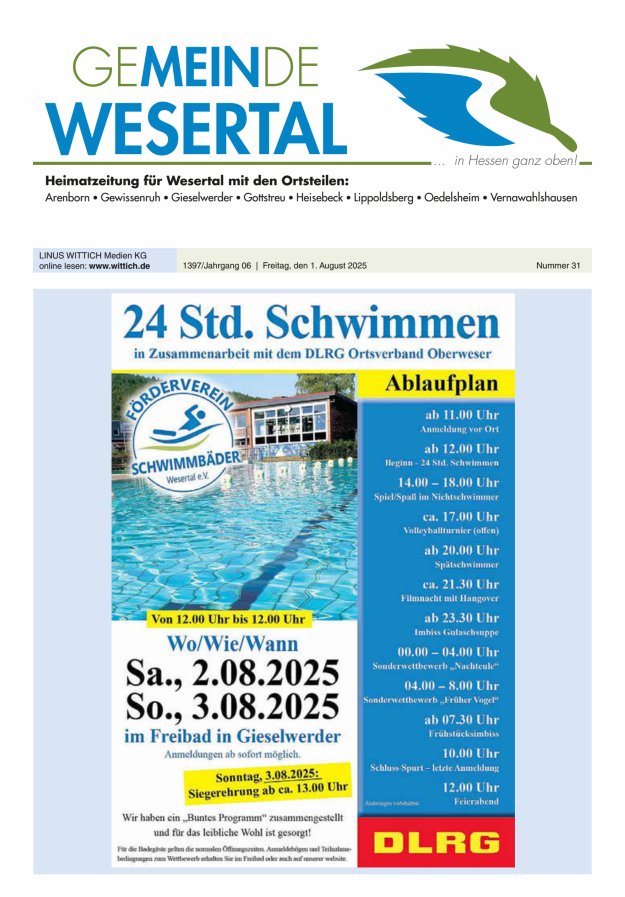 Wesertal Titelblatt 31/2025