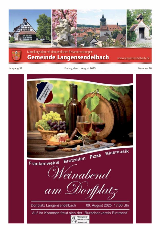 Mitteilungsblatt - Gemeinde Langensendelbach Titelblatt 16/2025