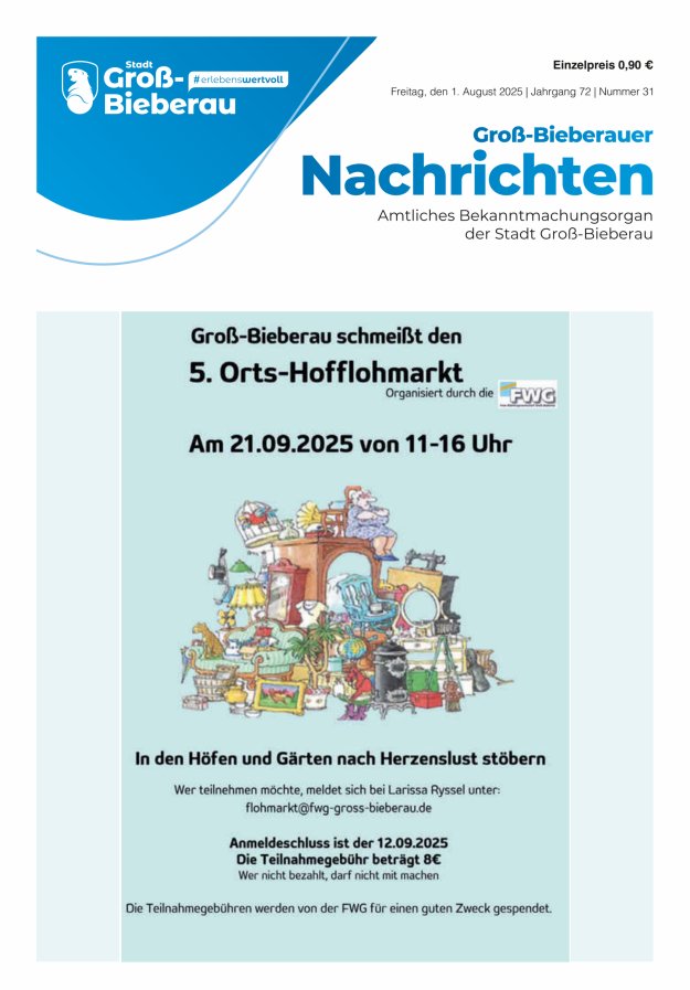 Groß-Bieberauer Nachrichten Titelblatt 31/2025
