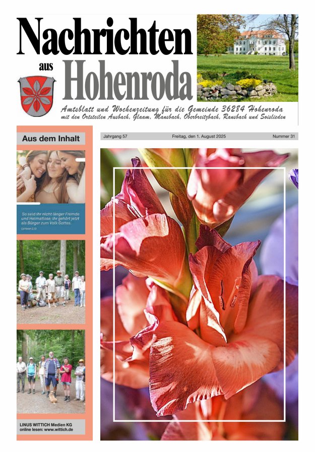 Nachrichten aus Hohenroda Titelblatt 31/2025