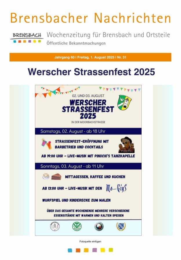Brensbacher Nachrichten Titelblatt 31/2025