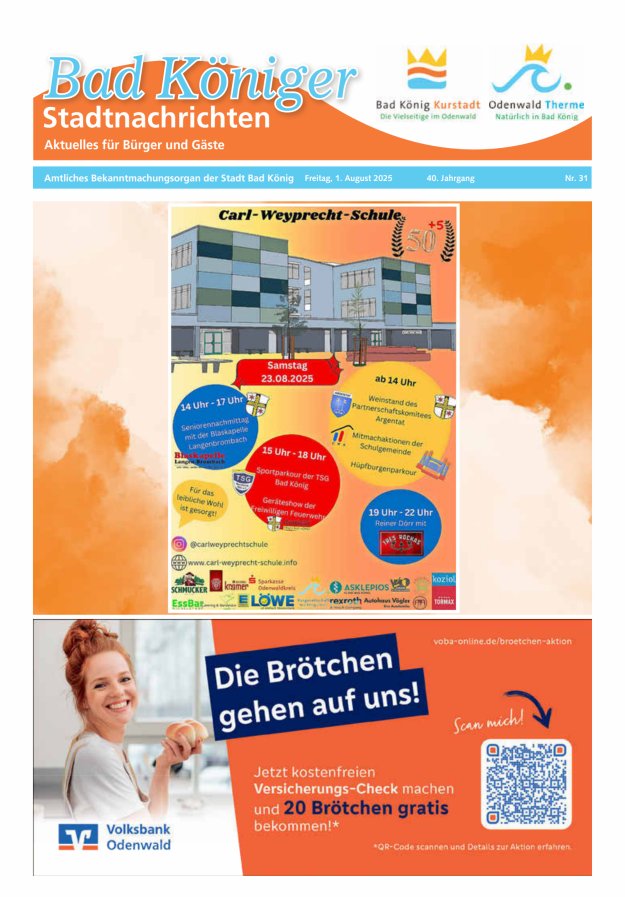 Bad Königer Stadtnachrichten und Badeblatt Titelblatt 31/2025