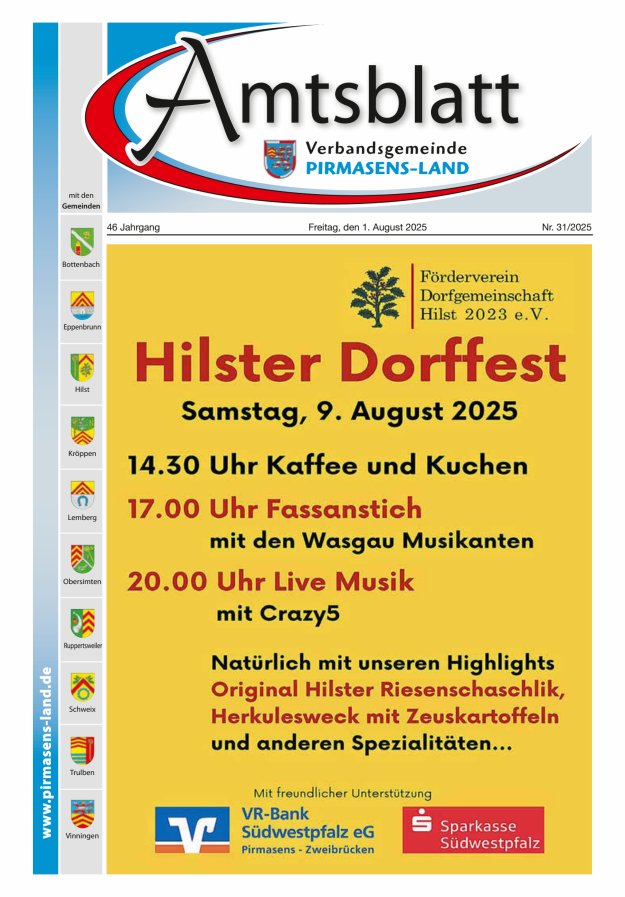 Amtsblatt VG Pirmasens-Land Titelblatt 31/2025