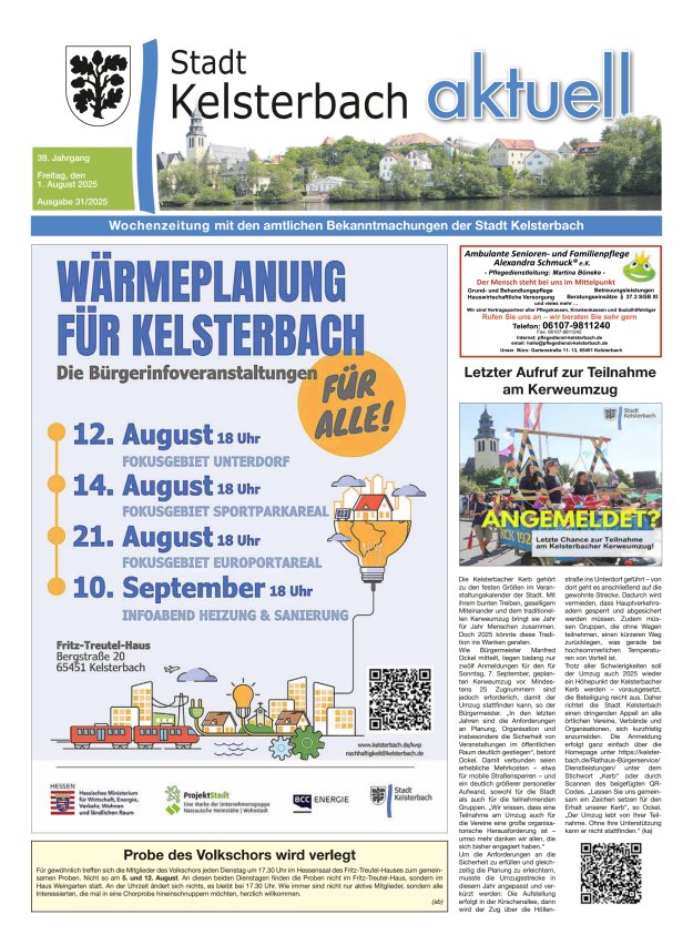 Kelsterbach aktuell Titelblatt 31/2025