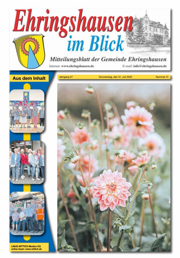 Mitteilungsblatt der Gemeinde Ehringshausen Titelblatt 31/2025