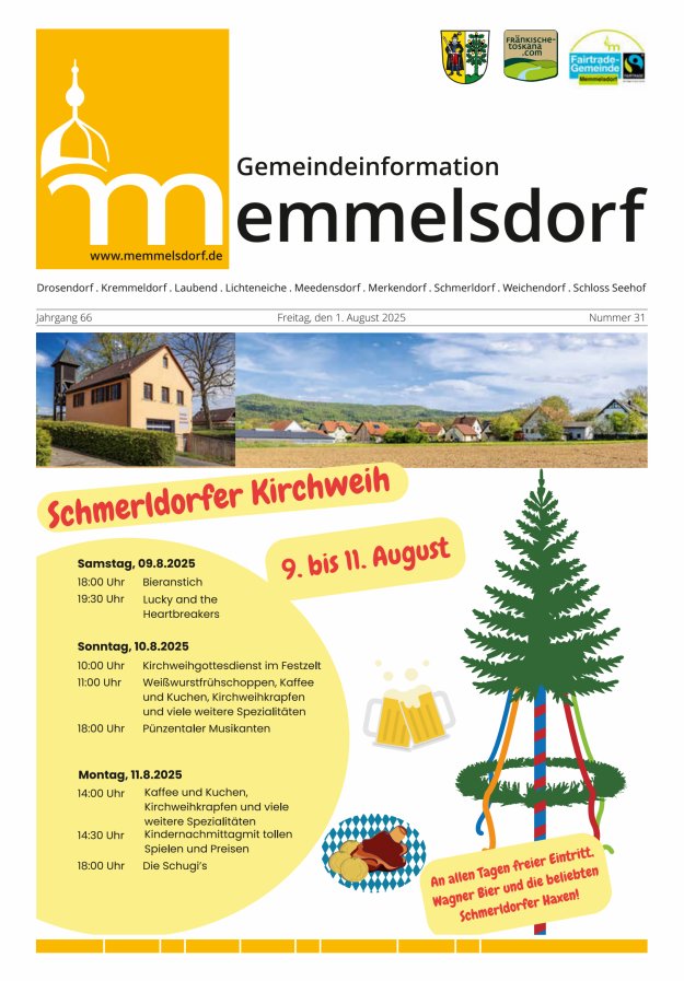 Mitteilungsblatt der Gemeinde Memmelsdorf Titelblatt 31/2025