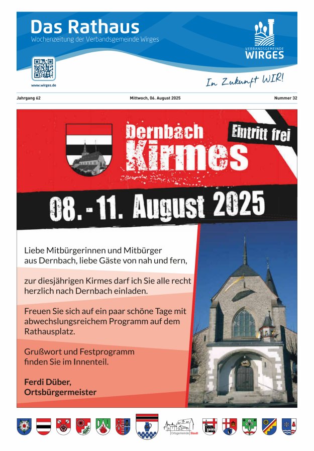 Das Rathaus - Informationen für die Bürger in der VG Wirges Titelblatt 32/2025
