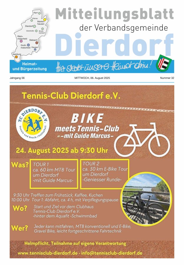 Mitteilungsblatt der Verbandsgemeinde Dierdorf Titelblatt 32/2025