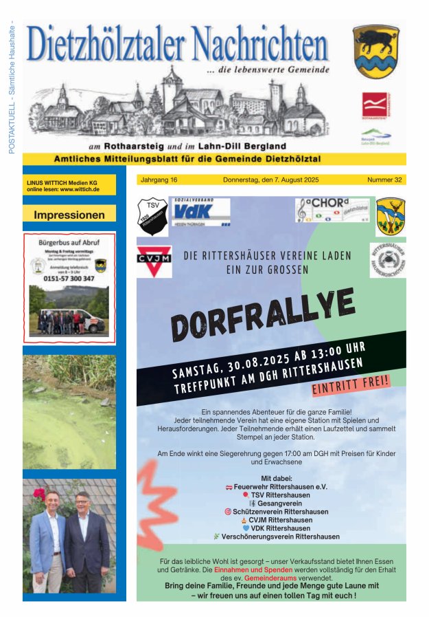 Dietzhölztaler Nachrichten Titelblatt 32/2025