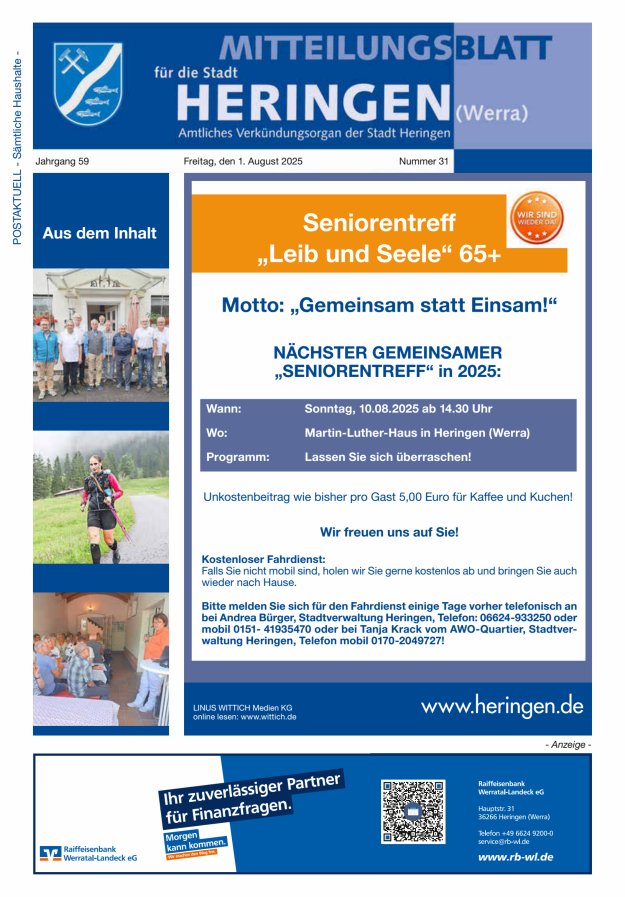 Mitteilungsblatt Heringen Titelblatt 31/2025