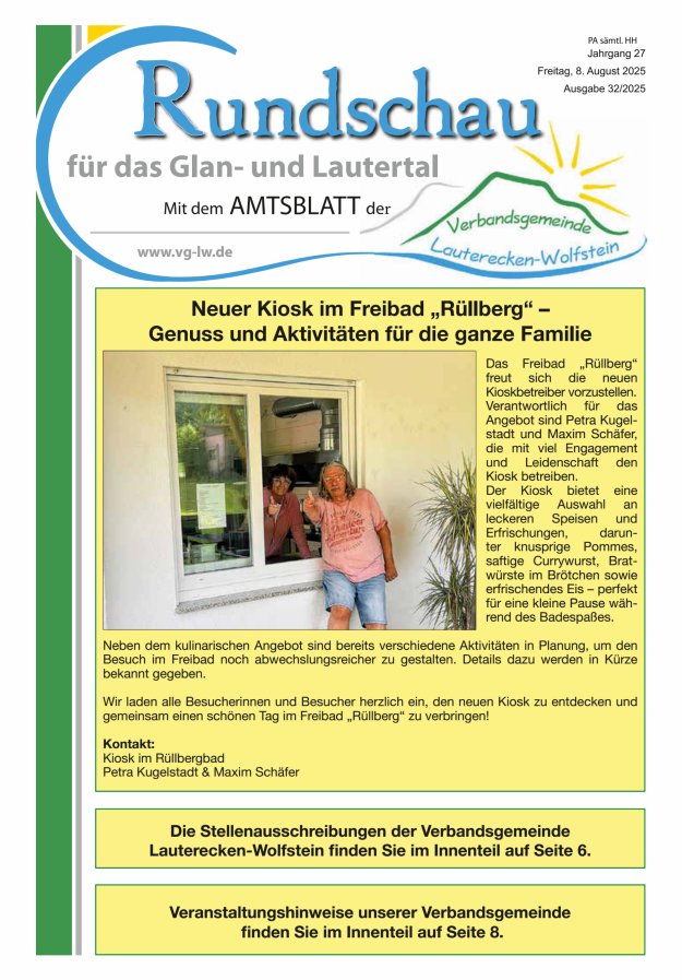 Rundschau für das Glan- und Lautertal Titelblatt 32/2025