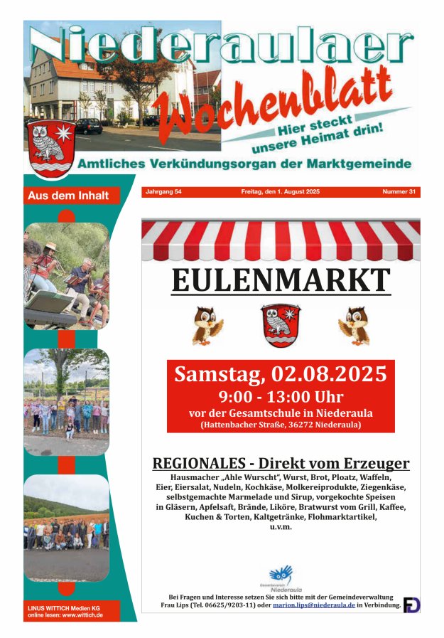 Niederaulaer Wochenblatt Titelblatt 31/2025