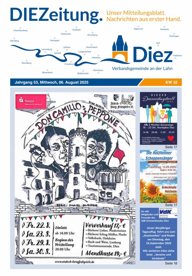 Mitteilungsblatt der Verbandsgemeinde Diez und der Ortsgemeinden Titelblatt 32/2025