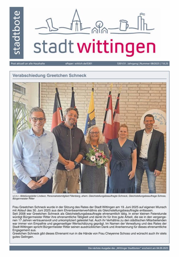 Wittinger Stadtbote Titelblatt 08/2025