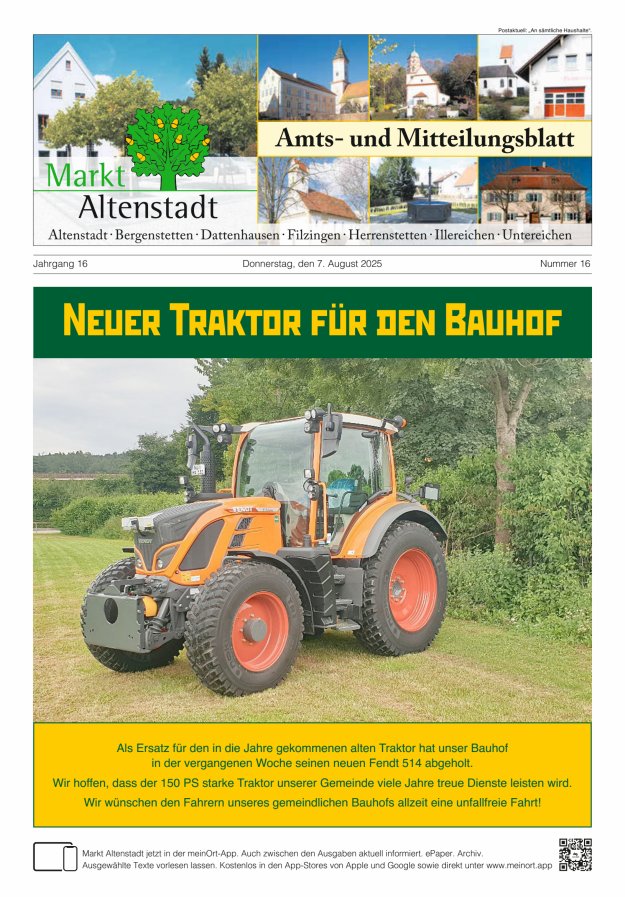 Amts- und Mitteilungsblatt des Marktes Altenstadt Titelblatt 16/2025