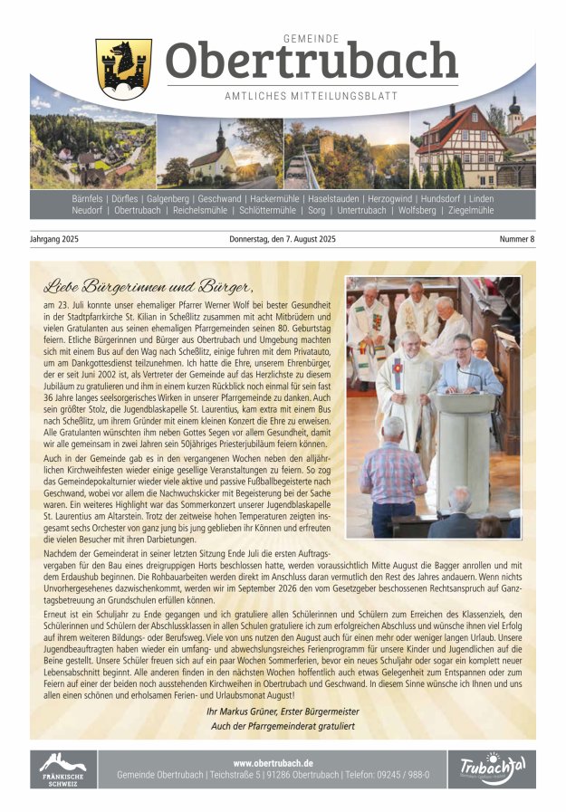 Obertrubach Titelblatt 08/2025