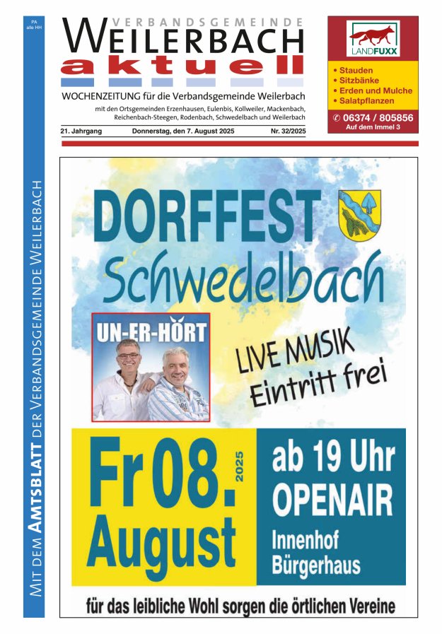 Verbandsgemeinde Weilerbach aktuell Titelblatt 32/2025