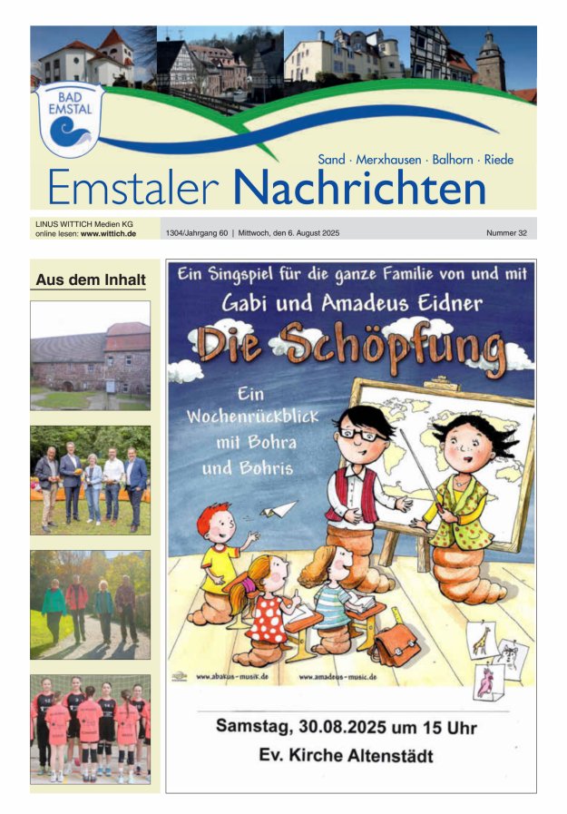 Emstaler Nachrichten Titelblatt 32/2025