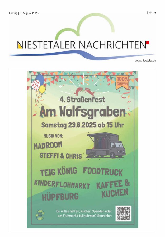 Niestetaler Nachrichten Titelblatt 16/2025