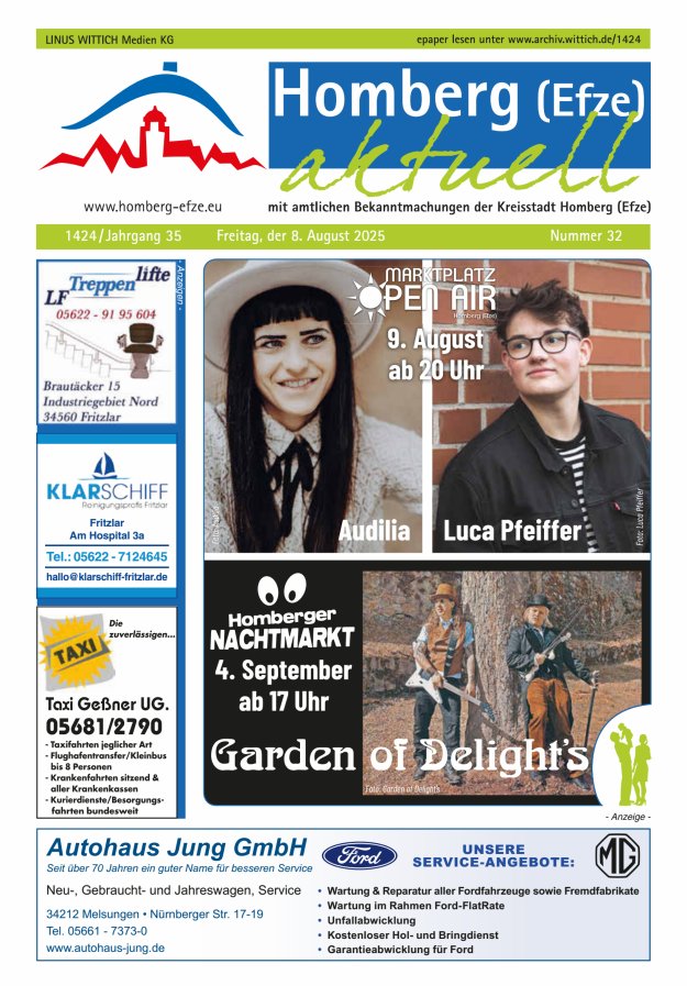 Homberg Efze aktuell Titelblatt 32/2025