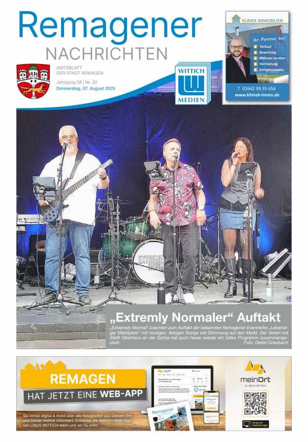Remagener Nachrichten Titelblatt 32/2025