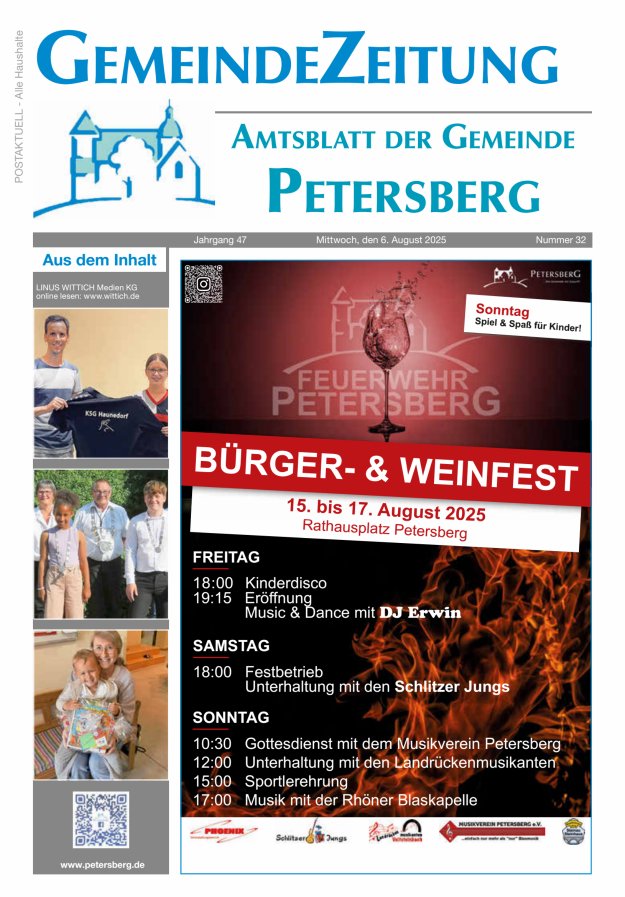 Amtsblatt Blickpunkt Petersberg Titelblatt 32/2025