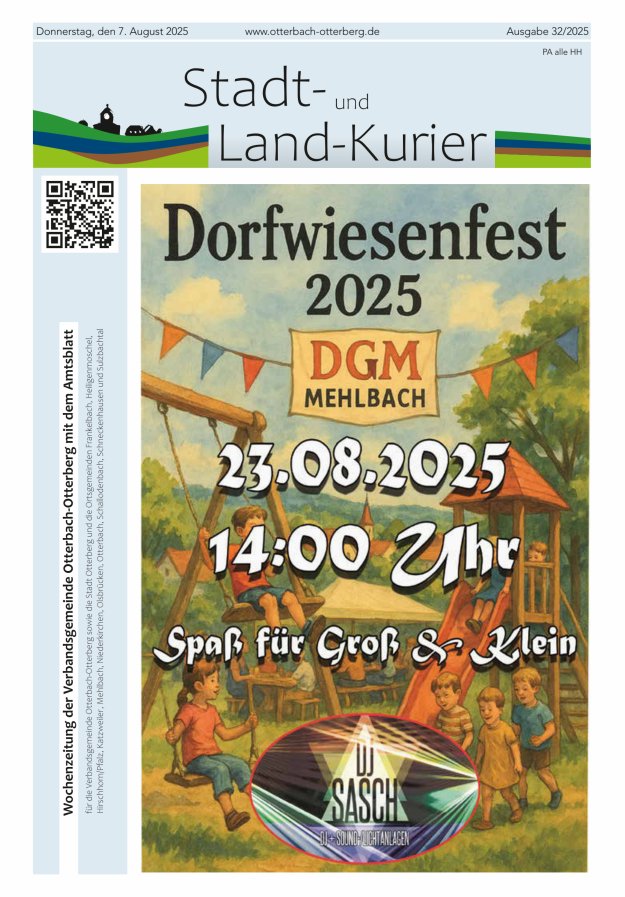 Stadt- und Land-Kurier Otterbach-Otterberg Titelblatt 32/2025