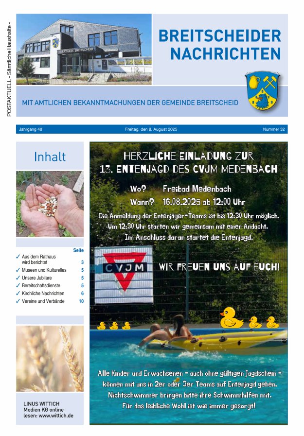 Breitscheider Nachrichten Titelblatt 32/2025