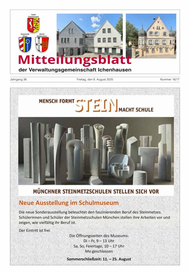 Mitteilungsblatt der Verwaltungsgemeinschaft Ichenhausen Titelblatt 16/2025