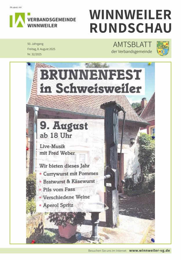 Winnweiler Rundschau Titelblatt 32/2025