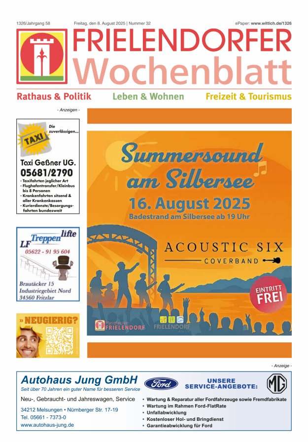 Frielendorfer Wochenblatt Titelblatt 32/2025