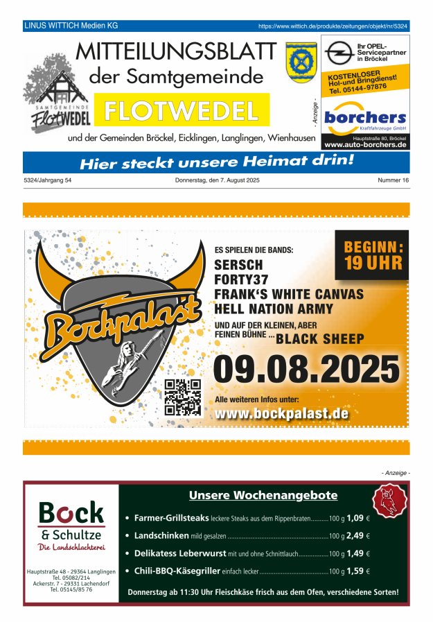 Mitteilungsblatt der Samtgemeinde Flotwedel Titelblatt 16/2025
