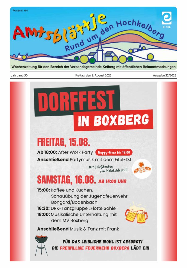 Amtsblättje - Rund um den Hochkelberg Titelblatt 32/2025