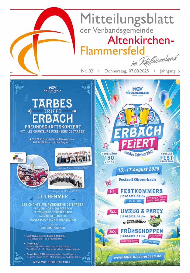 Mitteilungsblatt Verbandsgemeinde Altenkirchen-Flammersfeld Titelblatt 32/2025