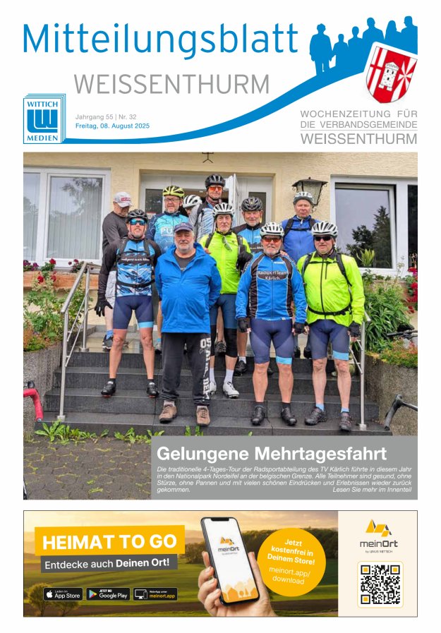 Mitteilungsblatt für den Bereich der Verbandsgemeinde Weißenthurm Titelblatt 32/2025