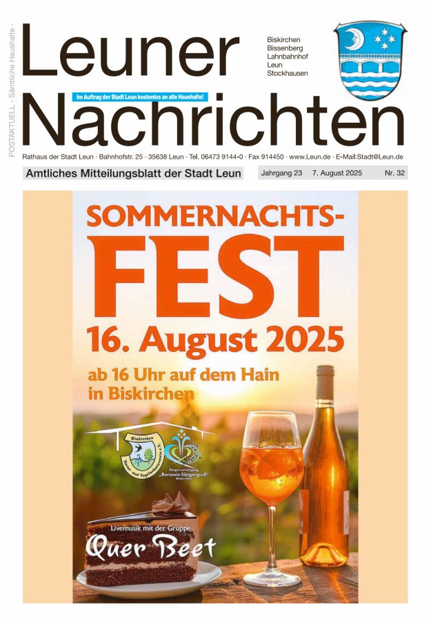 Leuner Nachrichten Titelblatt 32/2025