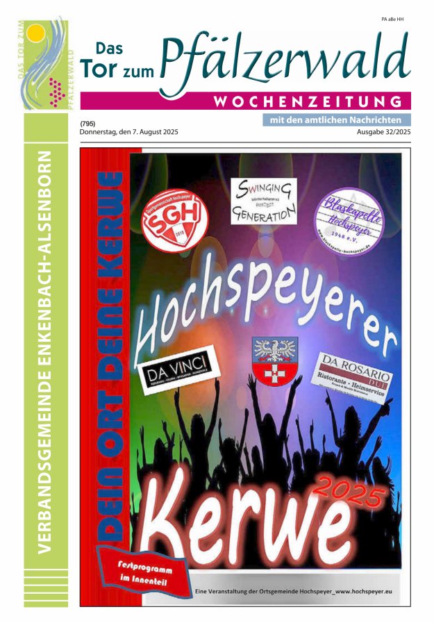 Das Tor zum Pfälzer Wald - VG Enkenbach-Alsenborn Titelblatt 32/2025