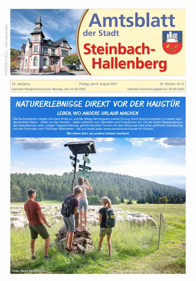 Amtsblatt der Stadt Steinbach-Hallenberg Titelblatt 08/2025