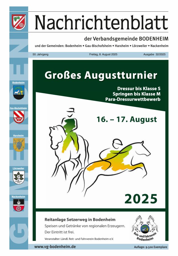 Nachrichtenblatt der VG Bodenheim              Titelblatt 32/2025