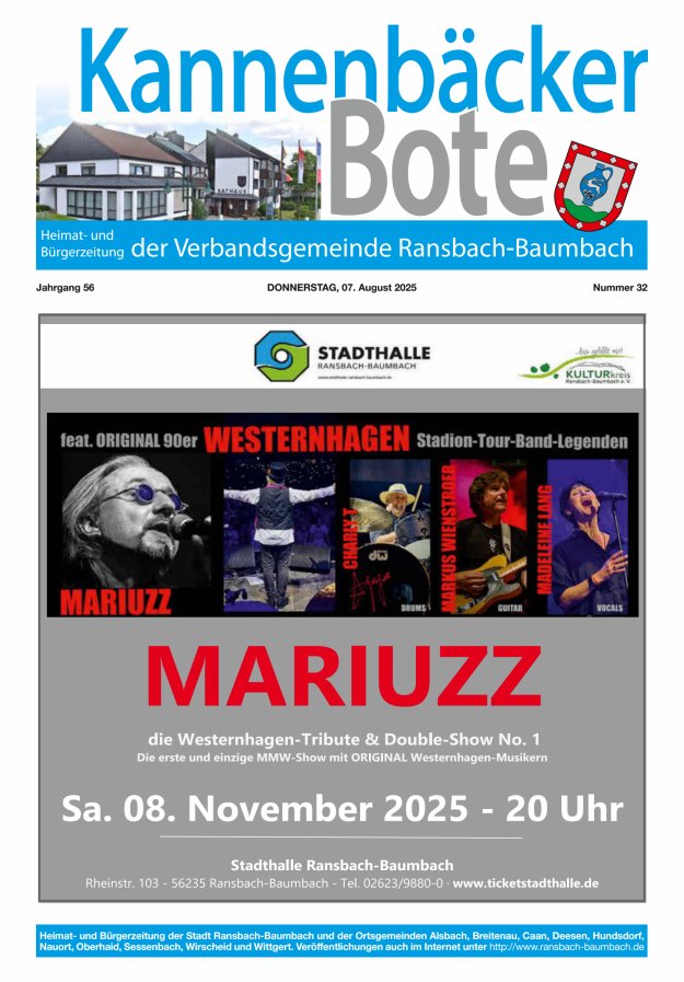 Kannenbäcker-Bote der Verbandsgemeinde Ransbach-Baumbach Titelblatt 32/2025