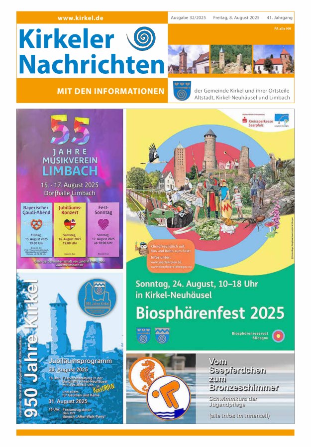 Kirkeler Nachrichten Titelblatt 32/2025