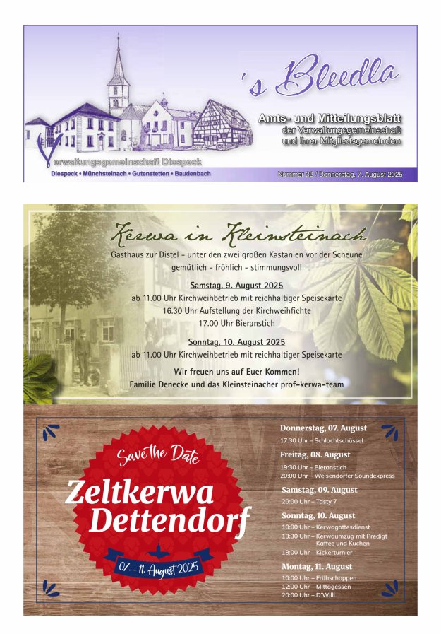 Amts- und Mitteilungsblatt VGem Diespeck Titelblatt 32/2025