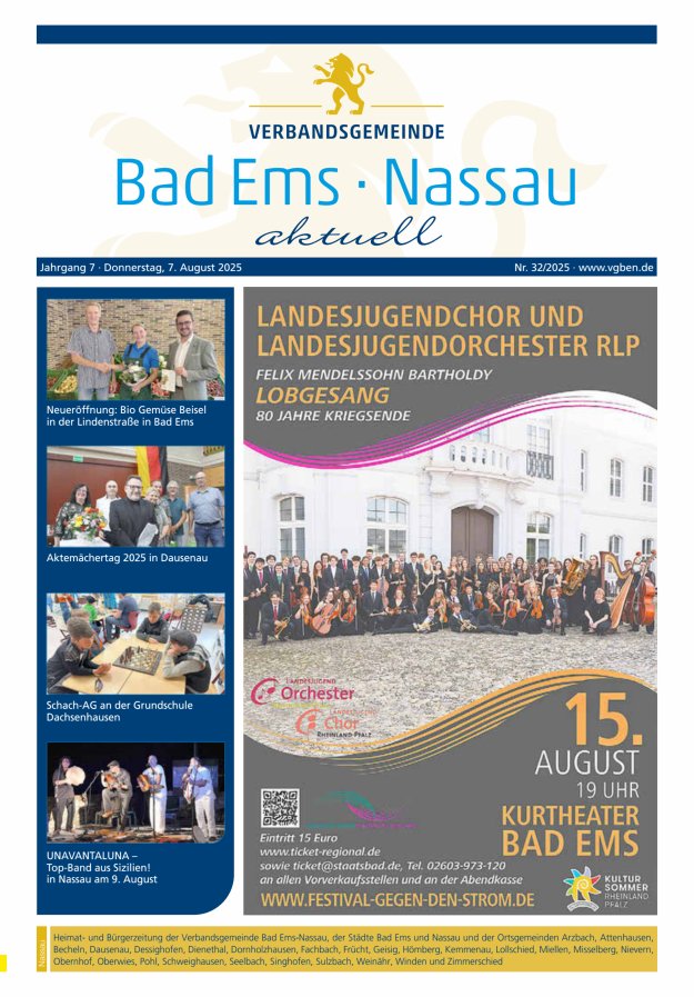 Bad Ems-Nassau aktuell Ausgabe Nassau Titelblatt 32/2025