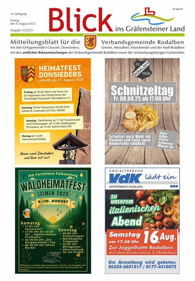 Blick ins Gräfensteiner Land VG Rodalben Titelblatt 32/2025