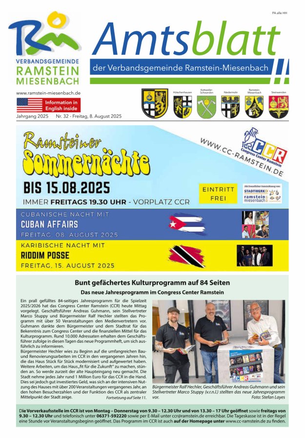 Amtsblatt VG Ramstein-Miesenbach Titelblatt 32/2025